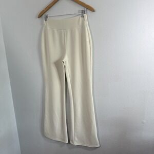 Indero Pants Womens L/XL Ivory Flare Lounge Leggings Jersey Knit Soft‎ Stretch